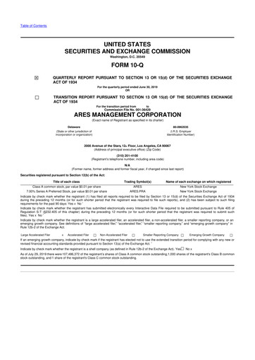 Vorschaubild Ares Management
 10-Q Quartalsbericht 2019 