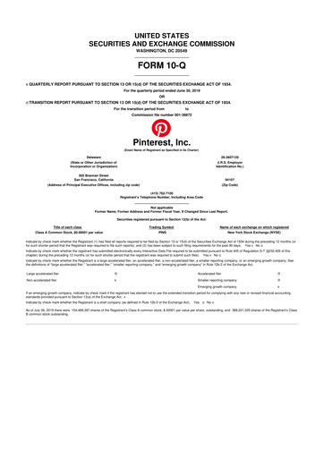 Thumbnail Pinterest 10-Q Quarterly Report FY2019 