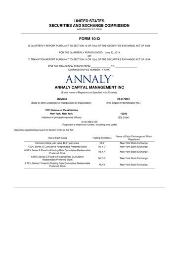 Vorschaubild Annaly Capital Management
 10-Q Quartalsbericht 2019 