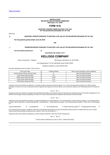 Thumbnail Kellanova 
 (Kellogg's) 10-Q Quarterly Report FY2019 