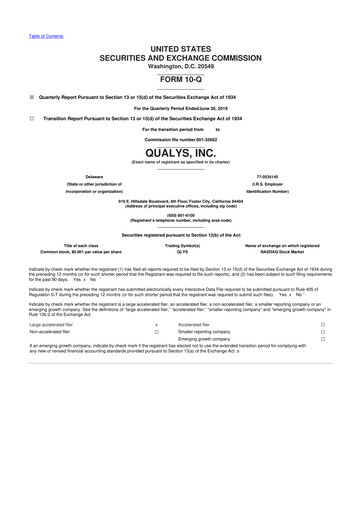 Thumbnail Qualys 10-Q Quarterly Report FY2019 