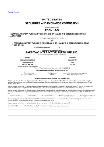 Miniature Take-Two Interactive
 10-Q Rapport trimestriel 2020 