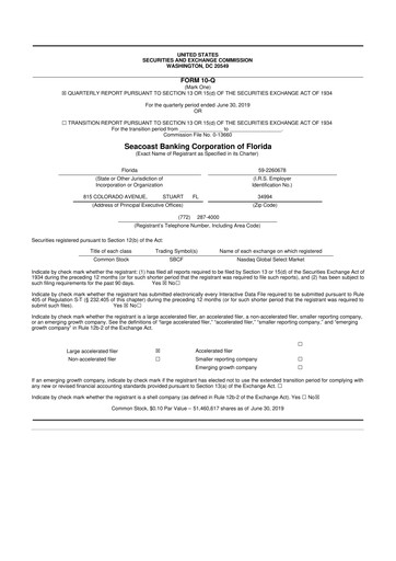 Thumbnail Seacoast Banking 10-Q Quarterly Report FY2019 