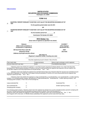 Thumbnail NV5 Global
 10-Q Quarterly Report FY2019 