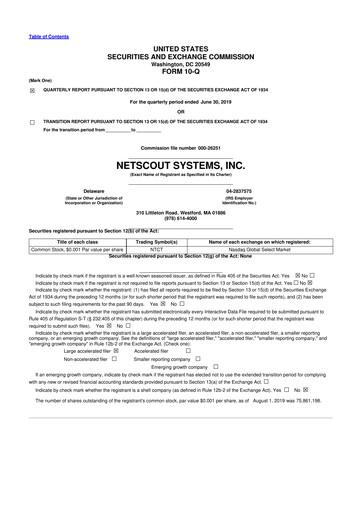 Thumbnail NETSCOUT 10-Q Quarterly Report FY2020 