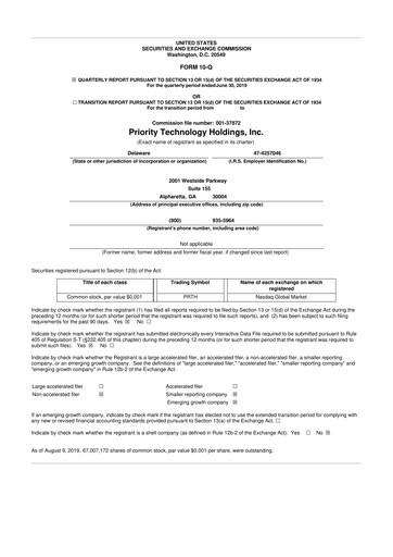 Thumbnail Priority Technology Holdings
 10-Q Quarterly Report FY43555 
