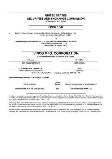 Thumbnail Virco Manufacturing 10-Q Quarterly Report FY2019 