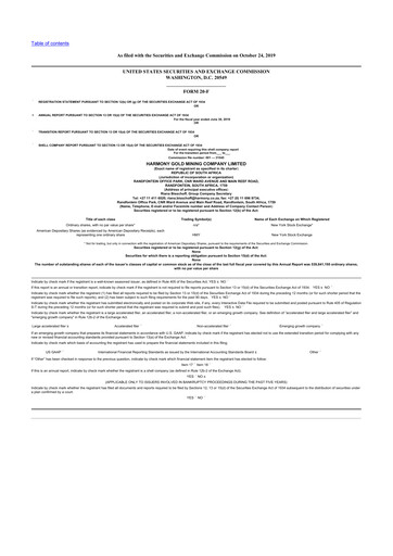 Vorschaubild Harmony Gold 20-F Jahresbericht 2019