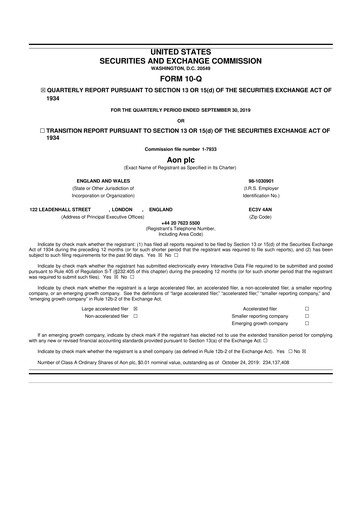 Vorschaubild Aon 10-Q Quartalsbericht 2019 