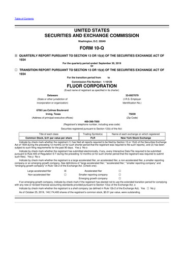 Thumbnail Fluor Corporation
 10-Q Quarterly Report FY2019 