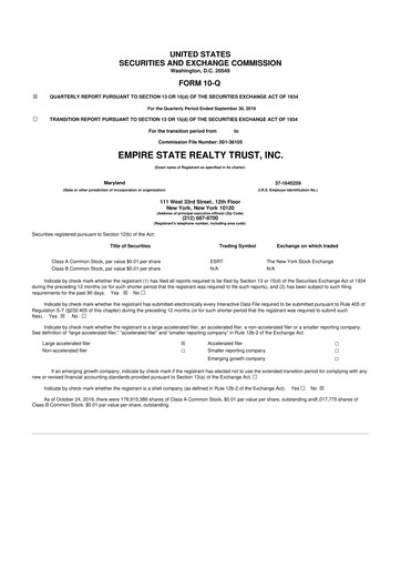 Thumbnail Empire State Realty Trust
 10-Q Quarterly Report FY2019 