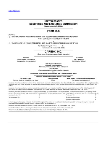 Thumbnail CareDx 10-Q Quarterly Report FY2019 