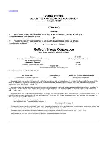 Thumbnail Gulfport Energy 10-Q Quarterly Report FY2019 