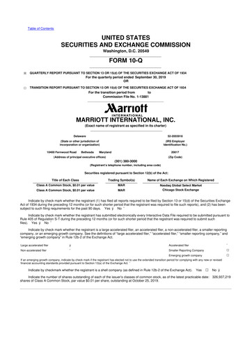 Vorschaubild Marriott International 10-Q Quartalsbericht 2019 