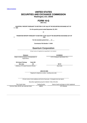 Thumbnail Quantum Corporation 10-Q Quarterly Report FY2020 