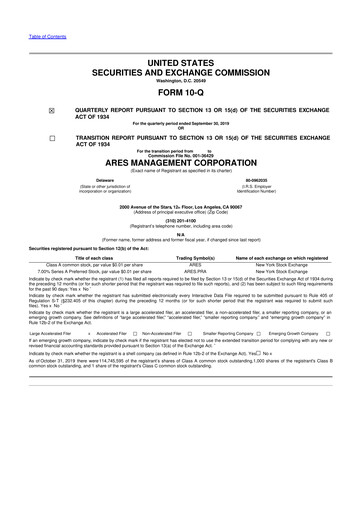 Vorschaubild Ares Management
 10-Q Quartalsbericht 2019 