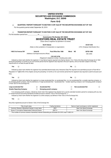 Thumbnail Centerspace 10-Q Quarterly Report FY2019 