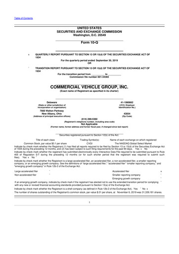 Vorschaubild Commercial Vehicle Group (CVG) 10-Q Quartalsbericht 2019 