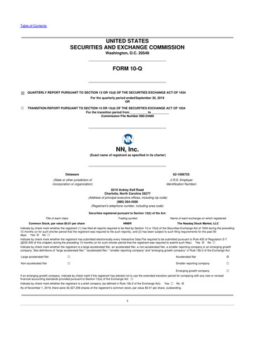 Thumbnail NN, Inc.
 10-Q Quarterly Report FY 