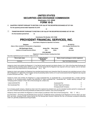 Thumbnail Provident Financial Services 10-Q Quarterly Report FY2019 