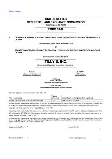 Thumbnail Tillys
 10-Q Quarterly Report FY2019 