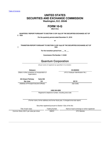 Thumbnail Quantum Corporation 10-Q Quarterly Report FY2020 