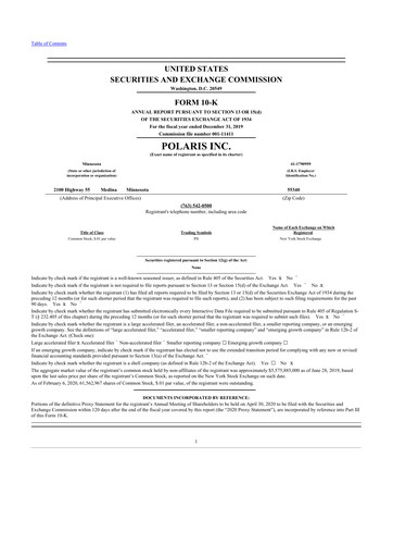 Thumbnail Polaris 10-K Annual Report 2019