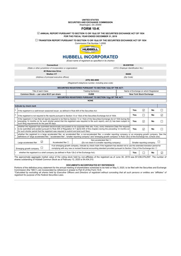 Thumbnail Hubbell 10-K Annual Report 2019