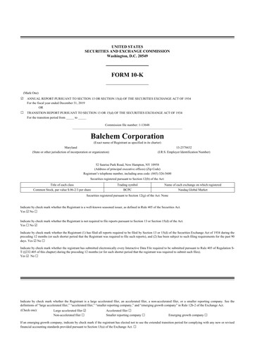 Thumbnail Balchem 10-K Annual Report 2019