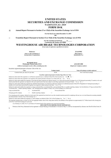 Thumbnail Wabtec 10-K Annual Report 2019