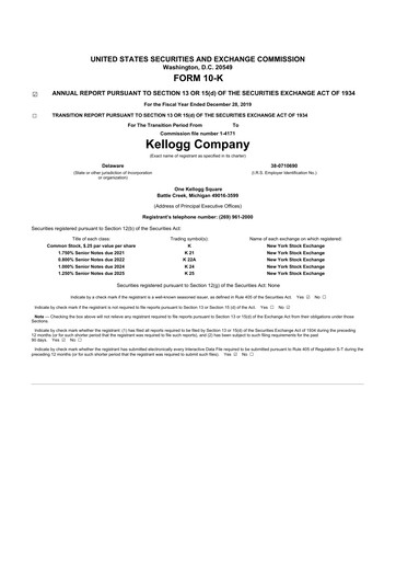 Thumbnail Kellanova 
 (Kellogg's) 10-K Annual Report 2019