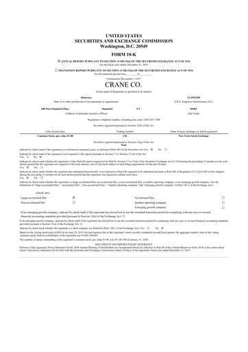 Thumbnail Crane NXT 10-K Annual Report 2019