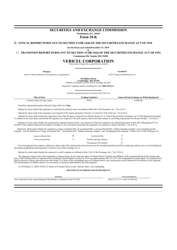 Thumbnail Vericel
 10-K Annual Report 2019