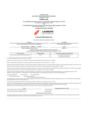 Thumbnail Laureate Education
 10-K Annual Report 2019