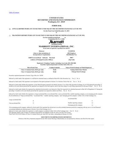 Thumbnail Marriott International 10-K Annual Report 2019