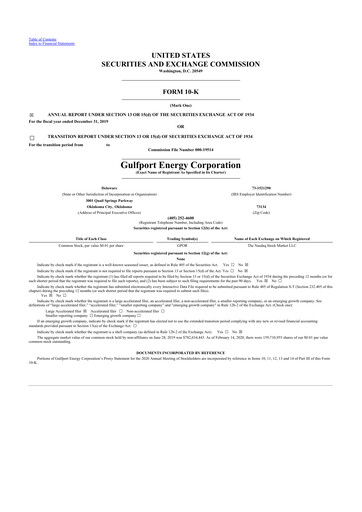 Thumbnail Gulfport Energy 10-K Annual Report 2019