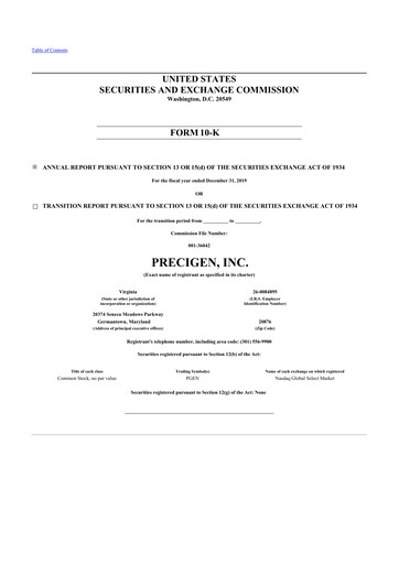 Thumbnail Precigen 10-K Annual Report 2019