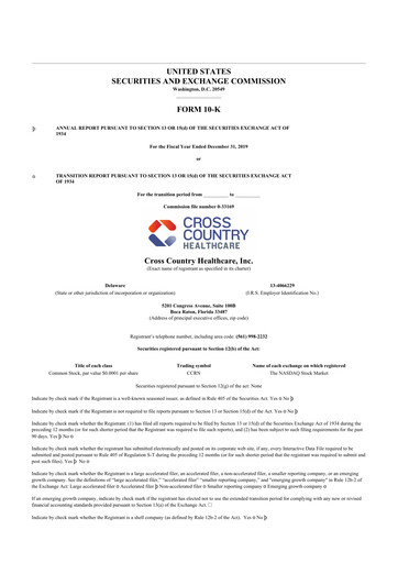 Thumbnail Cross Country Healthcare 10-K Annual Report 2019