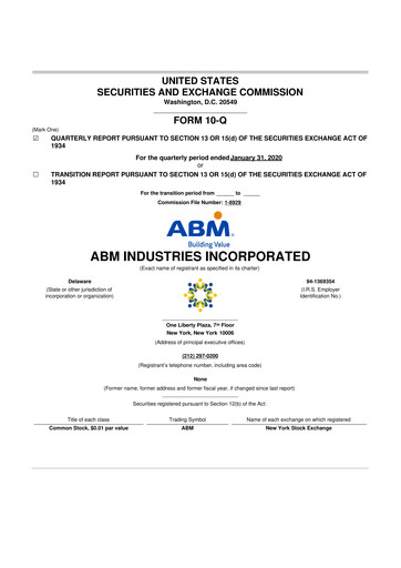 Thumbnail ABM Industries
 10-Q Quarterly Report FY2020 