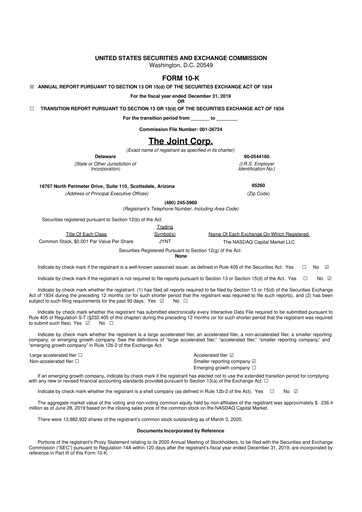 Miniature The Joint Corp. 10-K Rapport annuel 2019