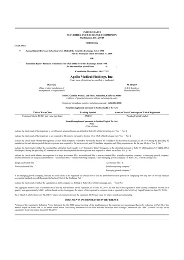 Thumbnail Astrana Health 10-K Annual Report 2019