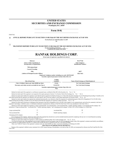 Miniature Ranpak 10-K Rapport annuel 2019