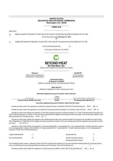 Thumbnail Beyond Meat 10-K Annual Report 2019
