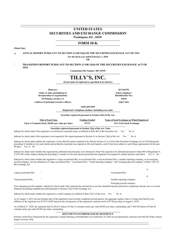 Thumbnail Tillys
 10-K Annual Report 2019