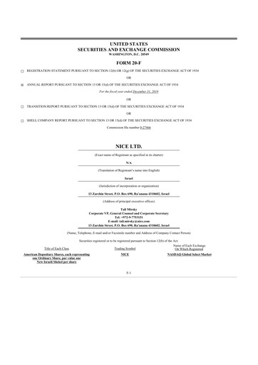 Thumbnail NICE 20-F Annual Report 2019