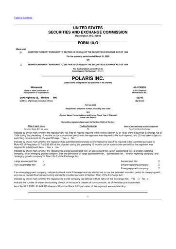 Thumbnail Polaris 10-Q Quarterly Report FY2020 