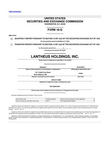 Thumbnail Lantheus Holdings 10-Q Quarterly Report FY2020 