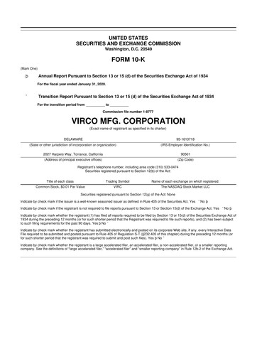 Thumbnail Virco Manufacturing 10-K Annual Report 2020