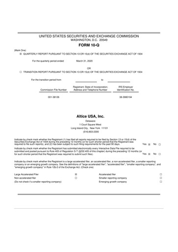 Thumbnail Altice USA
 10-Q Quarterly Report FY2020 