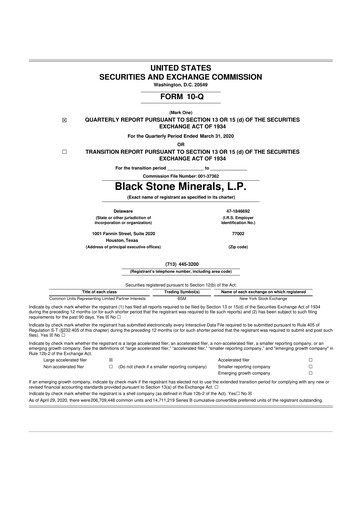 Thumbnail Black Stone Minerals
 10-Q Quarterly Report FY2020 
